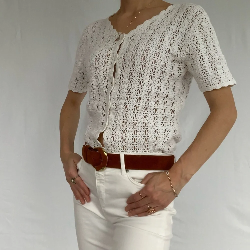 SOLD ❌ Crocheted top short sleeves size M vintage woman’s - Picture 10 of 12